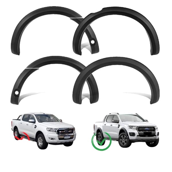 Fender Flares, Mat Sort Farve, Kompatibel med Ford Ranger 2019-2022,skærmforlængelser