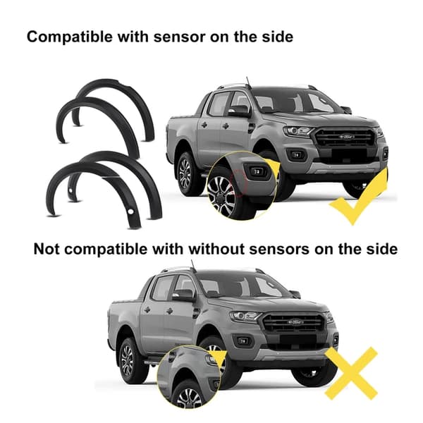 Skærmforlængere, passer til Ford Ranger 2015-2022, inkluderer mudderkapper., 2019-2022