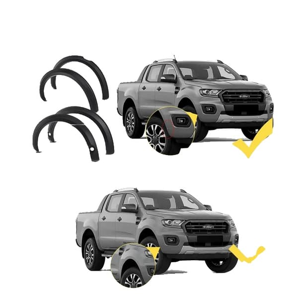 Skærmforlængere, passer til Ford Ranger 2015-2022, inkluderer mudderkapper., 2019-2022