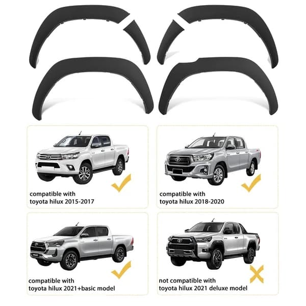 Toyota Hilux Muddkasser, Nem Installation, Mat Sort Finish, 2015-2024