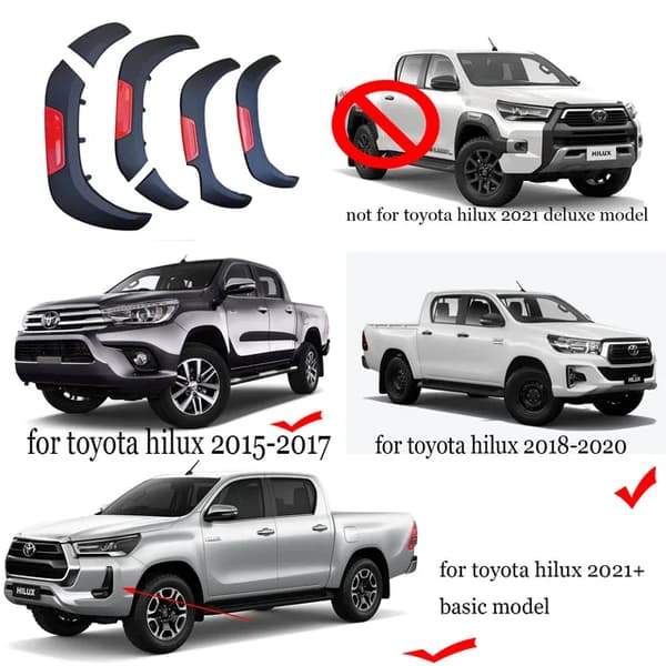 Toyota Hilux Skærmforøgere, Mat Sort, Sæt af 6, 2016-2023