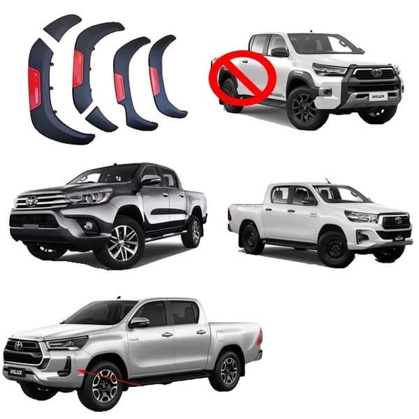 Toyota Hilux Skærmforøgere, Mat Sort, Sæt af 6, 2016-2023