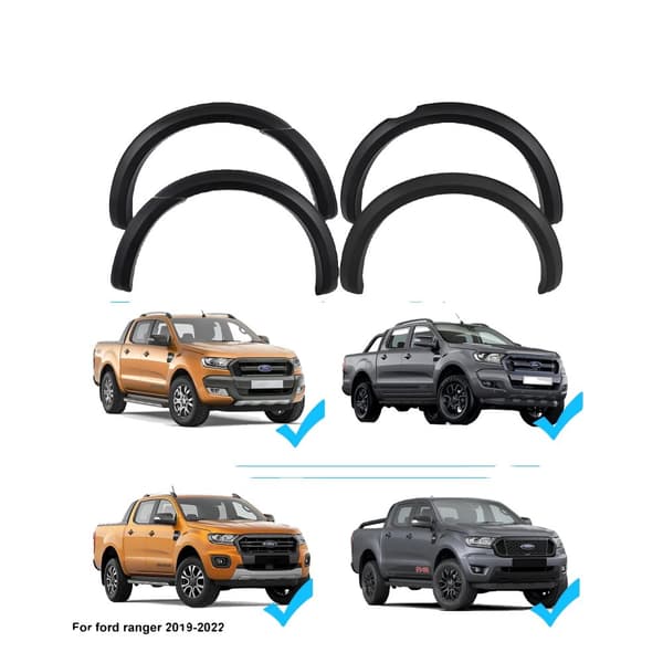 Matte sorte skærmforlængere til Ford Ranger, nem installation, 2015-2022 modeller.,2015-2022