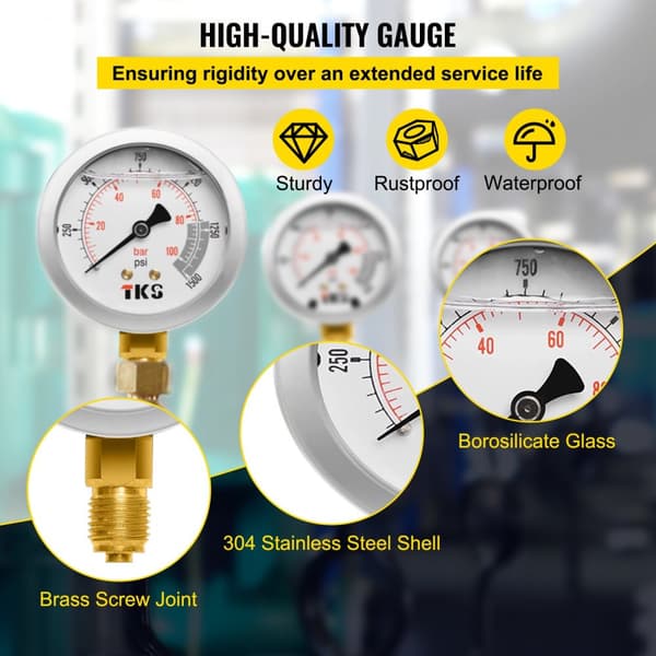 Hydraulisk Tryktest Kit, 5 Manometre, Robust Etui