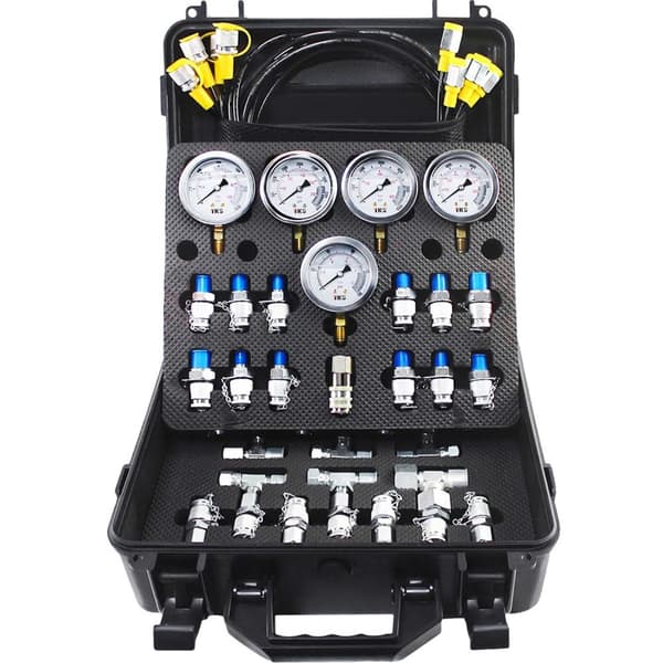 Hydraulisk Tryktest Kit, 5 Manometre, Robust Etui
