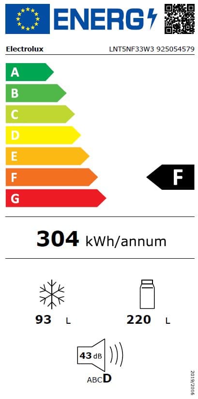 A+ Electrolux kyl/frys LNT5NF33W3
