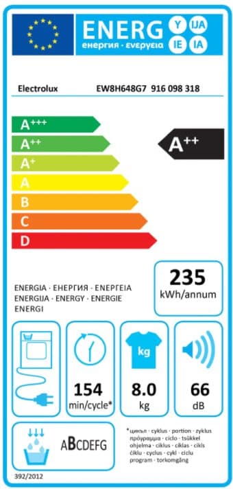 A++ Electrolux torktumlare EW8H648G7