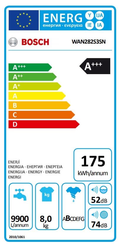 A+++ Bosch tvättmaskin WAN282S3SN