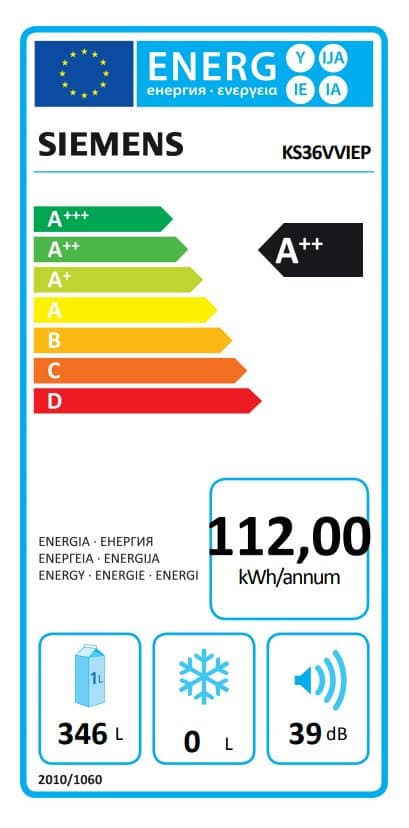 A++ Siemens kylskåp KS36VVIEP