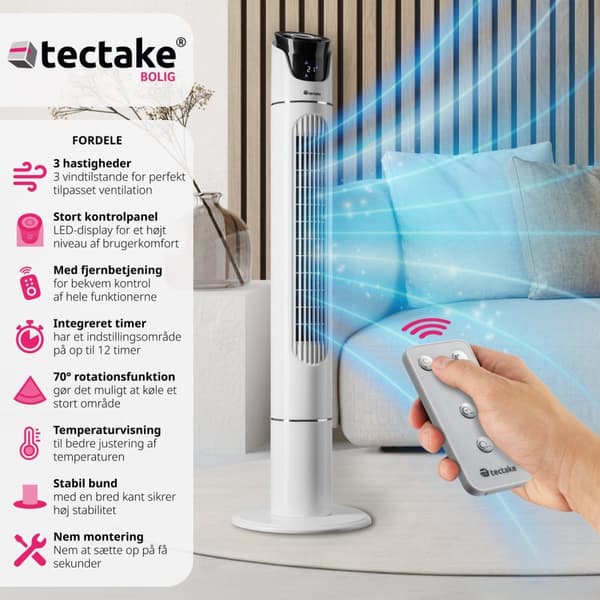 Tårnventilator 110 cm - hvid