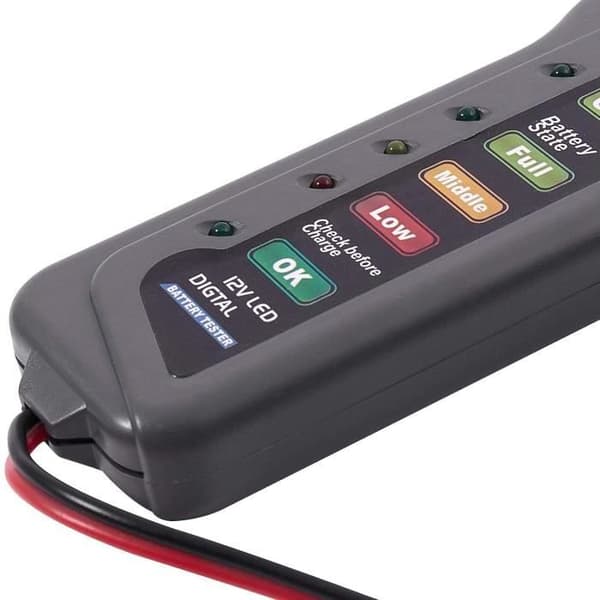 12V bilbatteri och generatortestare - och laddningsgeneratorbatteriladdningstest (LED-indikation)