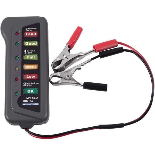 12V bilbatteri och generatortestare - och laddningsgeneratorbatteriladdningstest (LED-indikation)