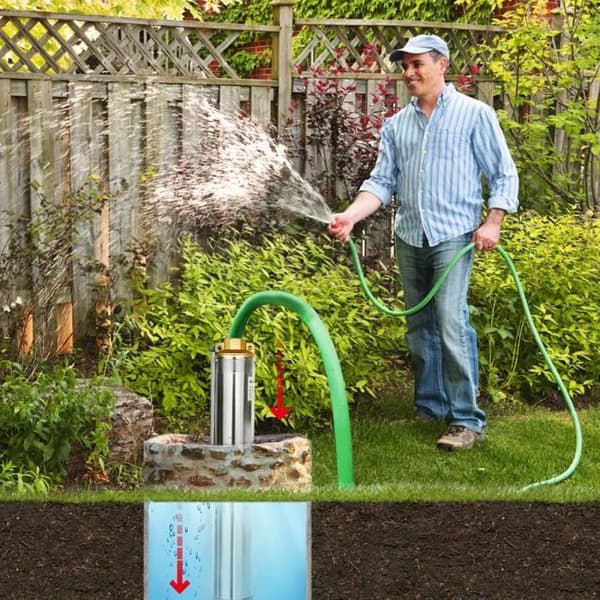 XMTECH 750W dränkbar djupbrunnspump 4000 L-H, dränkbar vattenpump i rostfritt stål med 20 meter tråd, silver