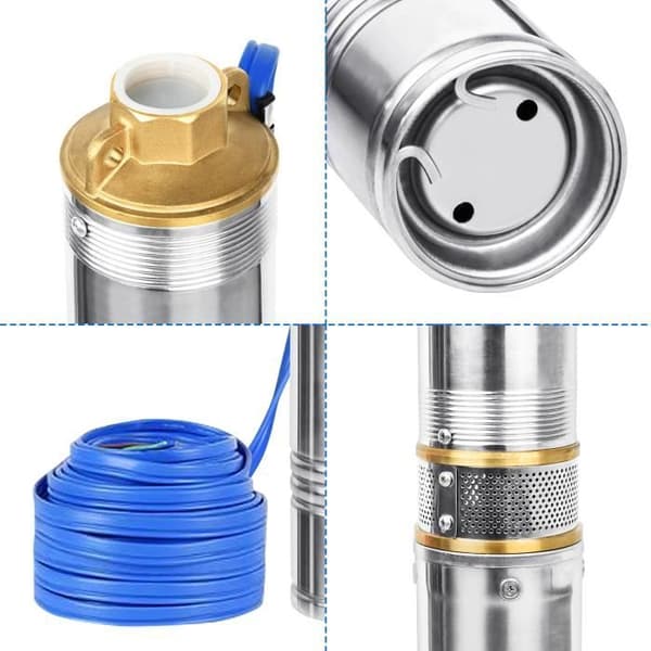 XMTECH 1100W dränkbar djupbrunnspump 4000 L-H, dränkbar vattenpump i rostfritt stål med 20 meter tråd, silver