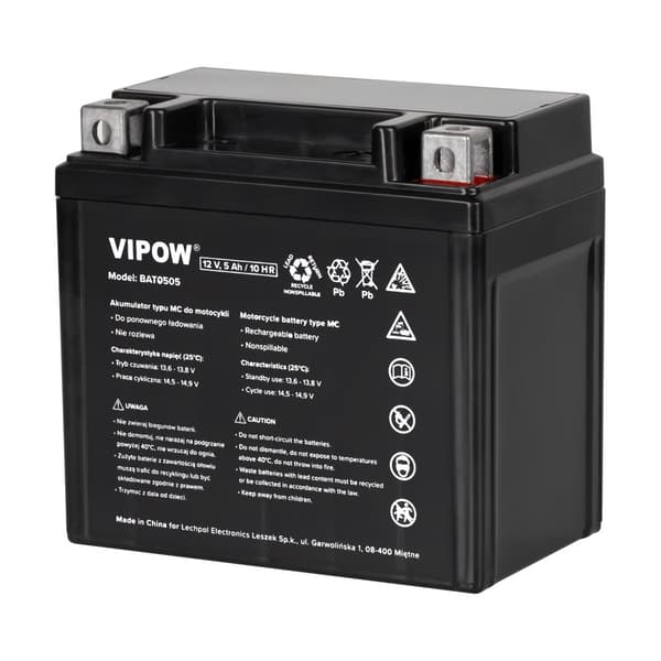 VIPOW MC tyyppinen akku moottoripyörille 12V 5Ah
