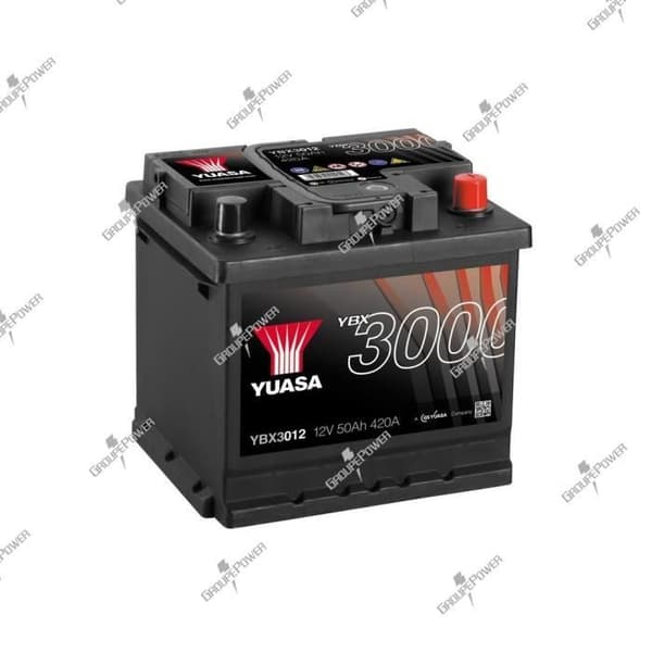 Bilbatteri, bil YBX3012 12V 50Ah 420A Yuasa SMF-batteri