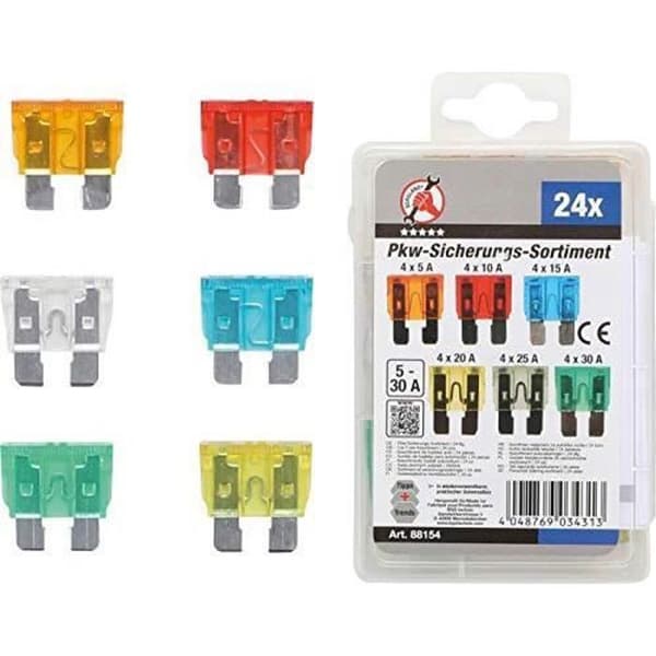 Kraftmann 88154 bilsäkringssortiment, flerfärgad, set med 24 delar