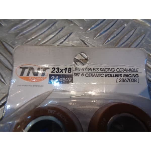 6 tnt racing keramiska variatorrullar 23 x 18 mm - 21 gr skoter honda kymco suzuki 200 250 300 sh fes foresight mxu grand dink