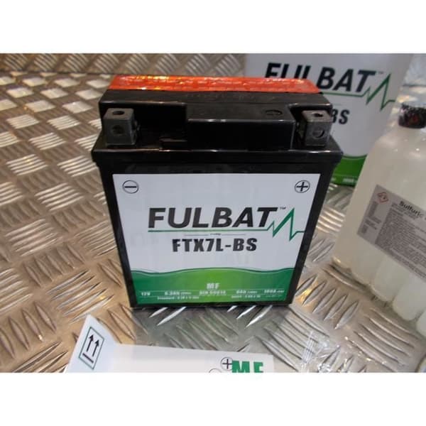 12v batteri - 6Ah fulbat ytx7l-bs (Lg114xL71xH131) levereras med motorcykel skoter syrapaket