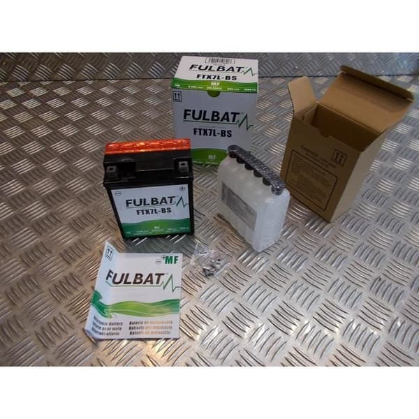 12v batteri - 6Ah fulbat ytx7l-bs (Lg114xL71xH131) levereras med motorcykel skoter syrapaket