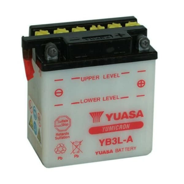 batteri yuasa yb3l-a 12V - 3Ah motorcykel skoter honda mbk kawasaki cagiva fantic ... 1982 - 2007