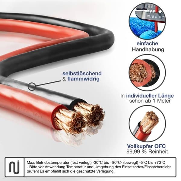 Ebrom fordonsbatteri - EB-BATT-25mm2-rot-5m