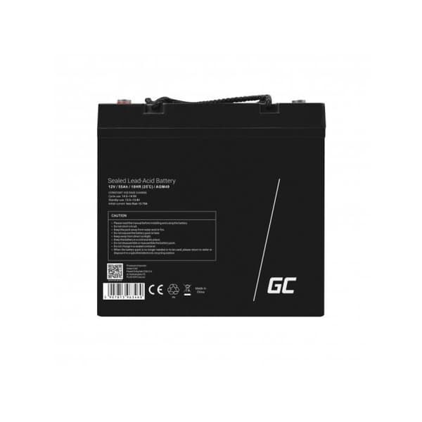 GreenCell® uppladdningsbart AGM-batteri 12V 55Ah blygelackumulator Underhållsfria cykler VRLA-batteri vattentätt