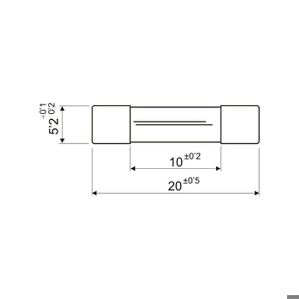 Förpackning med 100 st glaspennor 5 x 20 mm 16 A Electro Dh 06.103/T/16 843055204545778