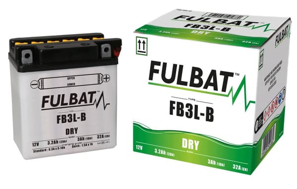 FULBAT YB3L-B batteri (tørt, brugbart, syre inkluderet)