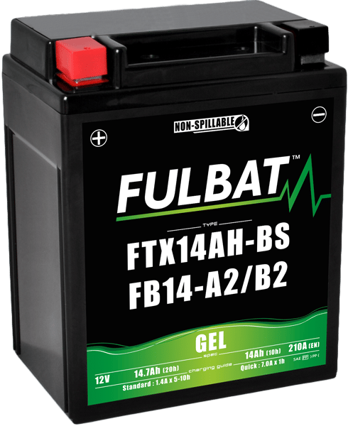 FULBAT YB14-A2 YB14-B2 YTX14AH-BS batteri (12N14-4A) (Gel, underhållsfritt)