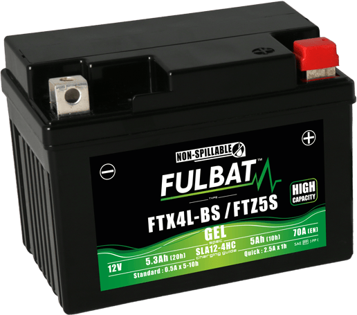 FULBAT YTX4L-BS YTZ5S batteri med øget kapacitet (gel, vedligeholdelsesfri)
