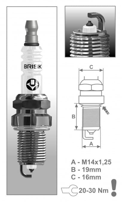 Platina sytytystulppa Opel, Mercedes - BRISK DR17YP