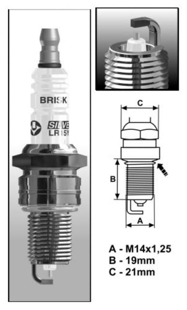 LR17YS-9 (1465) BRISKSilver LPG/CNG sytytystulppa - sytytystulppa