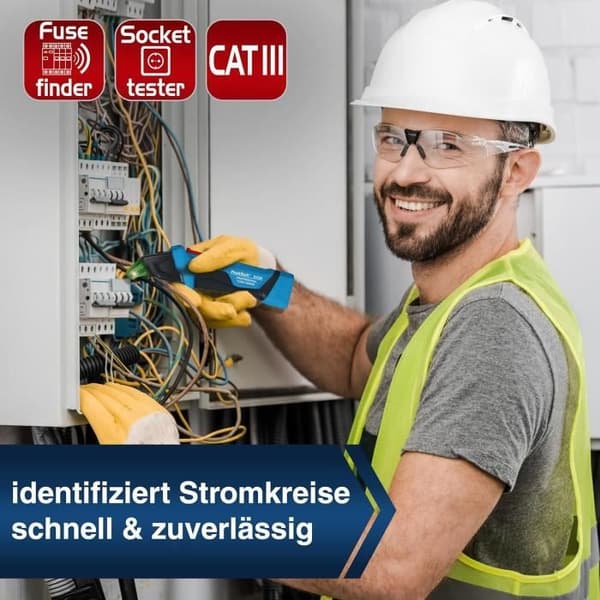 PeakTech 3432 Säkrings-/elkretsdetektor med 230 V Schuko kontaktprovare