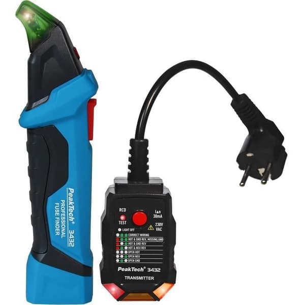 PeakTech 3432 Säkrings-/elkretsdetektor med 230 V Schuko kontaktprovare