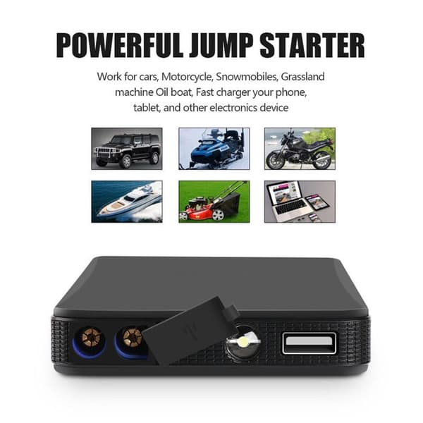 TD® Battery Booster Car Starter 12 V Bärbar Car Jump Starter Motorcykel Batteri Booster med smarta säkerhetsklämmor