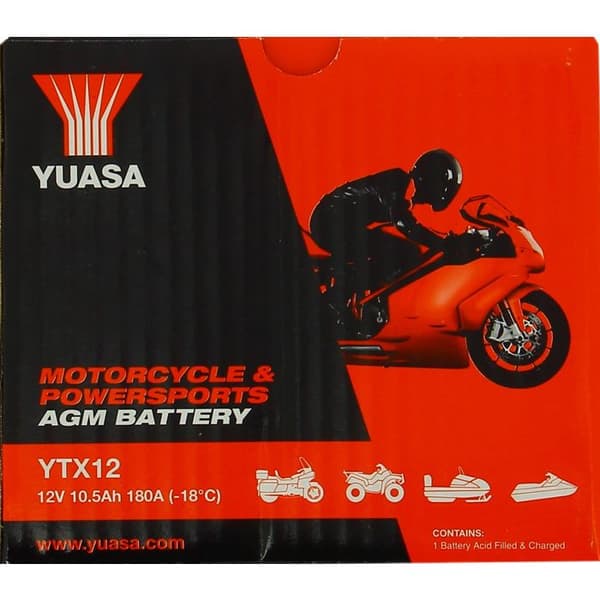 Batteri 12v 10 ah ytx12b yuasa agm fabriksaktiverad och klar att använda (lg150xl87xh130)