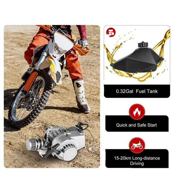 49cc Trækstartmotor, Højhastighedsydelse, Komplet motorpakke, Holdbar aluminiumskonstruktion