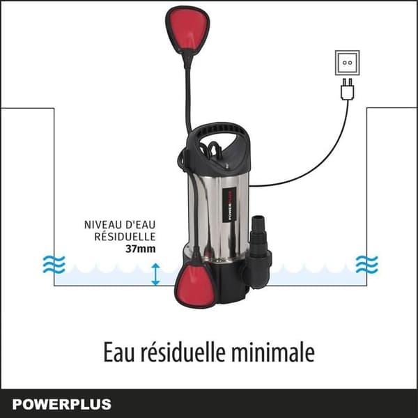 Powerplus Elektrisk Vattenpump POWEW67915 - Cirkulationspump med 900 W, maximal temperatur 35°C, 13.000 l/h, Trädgårdsverktyg