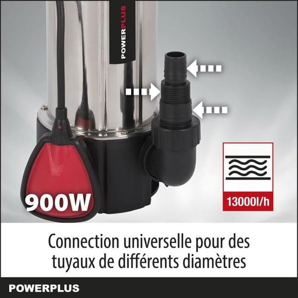 Powerplus Elektrisk Vattenpump POWEW67915 - Cirkulationspump med 900 W, maximal temperatur 35°C, 13.000 l/h, Trädgårdsverktyg