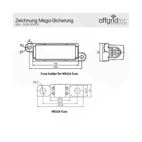 Fusibles Offgridtec - 10050 - ® MEGA-Fuse hållare