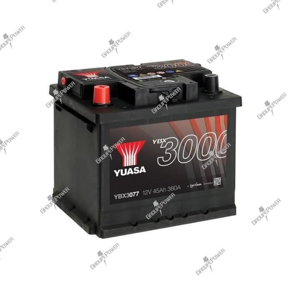 Batteri bil, bil YBX3077 12V 45Ah 380A Yuasa SMF Batteri