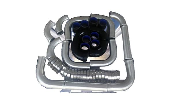 3-tums intercooler turbo rörkit, hållbart aluminiummaterial, flexibla slangset, säkra T-klämmor