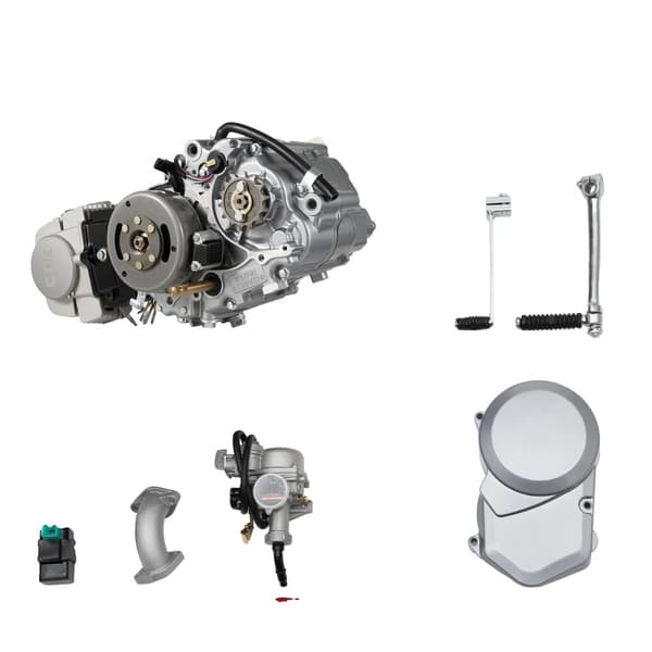 4-takts 125CC motor, høj effekt, 4-trins manuel kobling,Rød, Sølv Tone