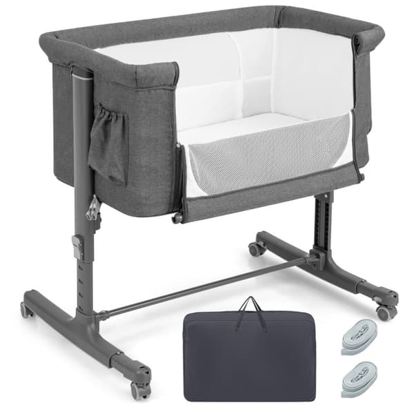 Baby Sidevugge, 34x25x32 tommer, Beige/Grå/Rosa