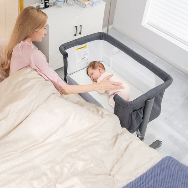 Baby Sidevugge, 34x25x32 tommer, Beige/Grå/Rosa