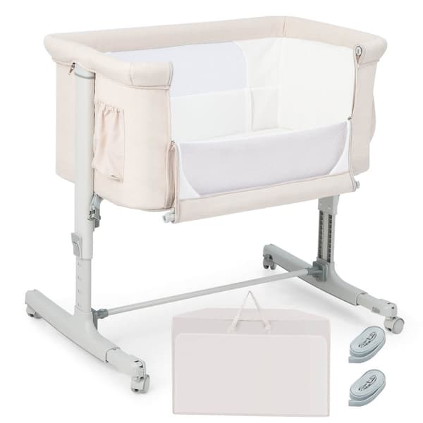 Baby Bedside Bassinet, 34x25x32 tommer, Beige