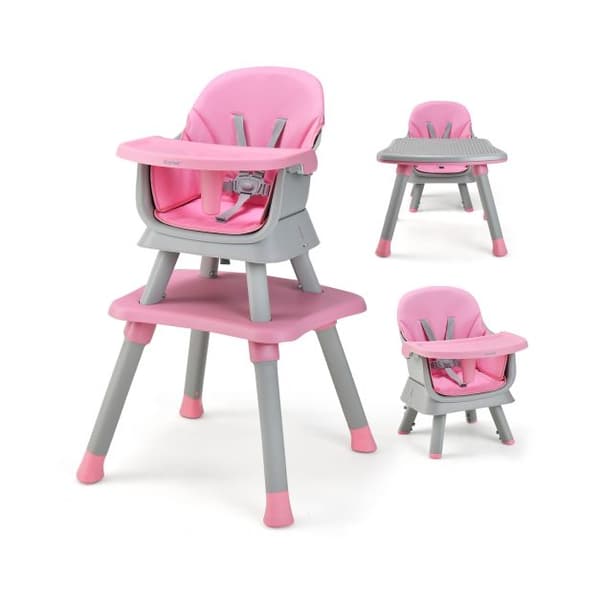 Baby højstol, 58x58x98 cm, Pink/Grå