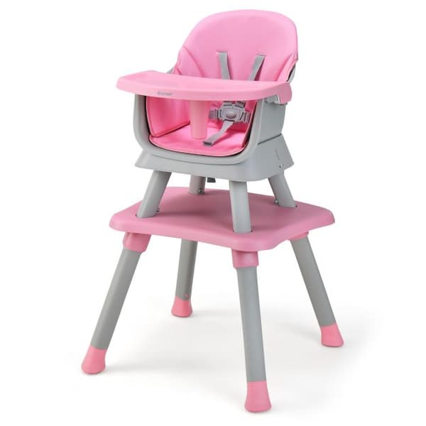 Baby højstol, 58x58x98 cm, Pink/Grå