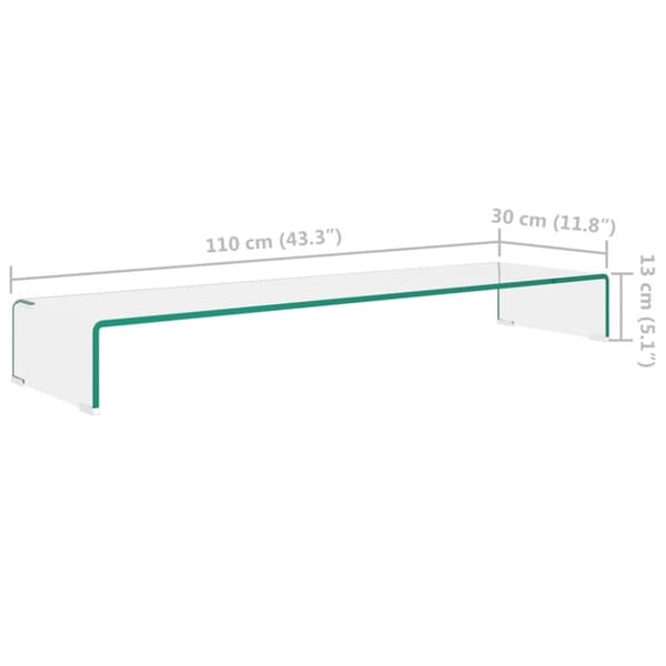vidaXL TV-taso/Näyttöteline Kirkas lasi 110x30x13 cm